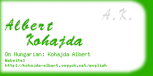 albert kohajda business card